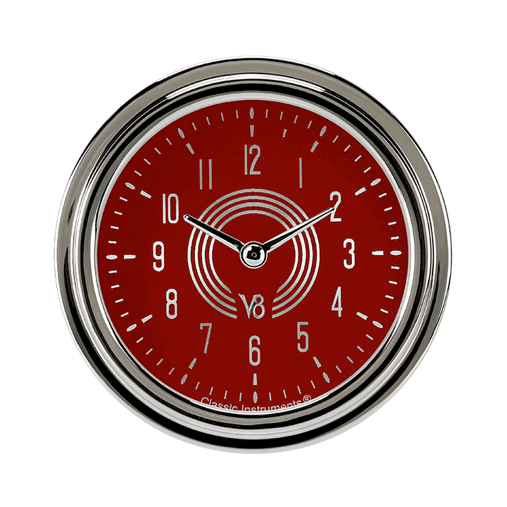 V8 Red Steelie 2-5/8" Clock