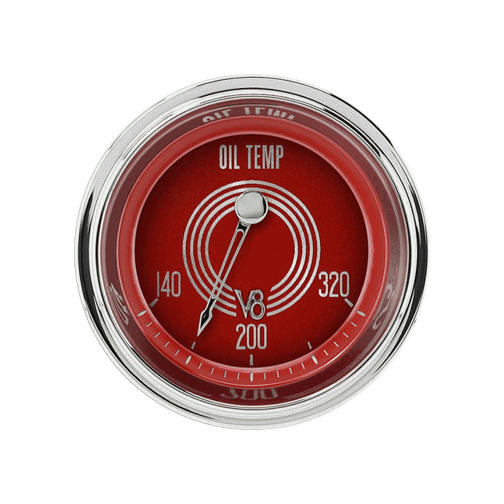 V8 Red Steelie 2-1/8" Oil Temperature Gauge