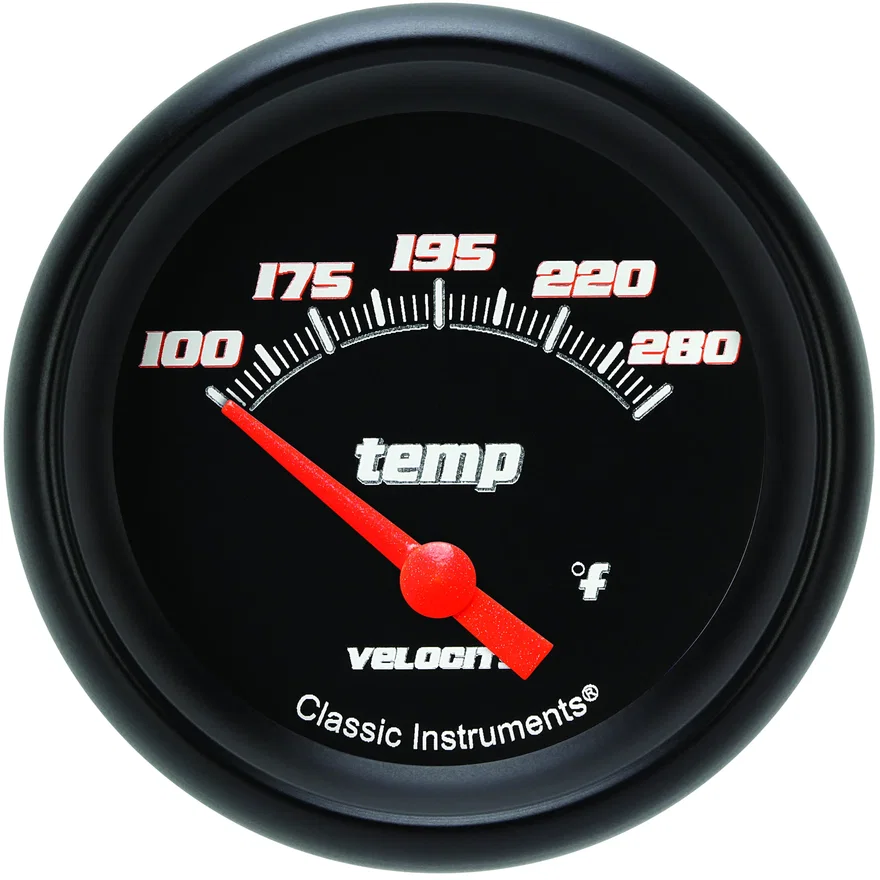 Velocity Black 2-5/8" Short Sweep Water Temp Gauge