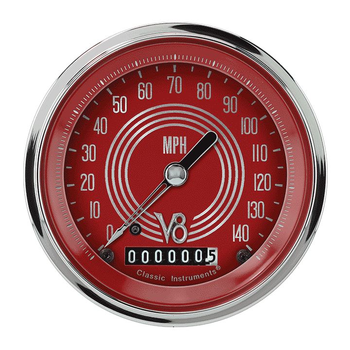 V8 Red Steelie 3" Speedometer Gauge (140 MPH)