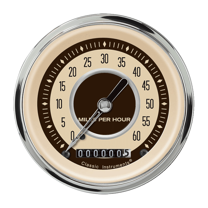 Nostalgia VT 3-3/8" Low Speed Speedometer Gauge