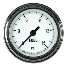 White Hot 2-1/8" Fuel Pressure Gauge (15 PSI) image 1