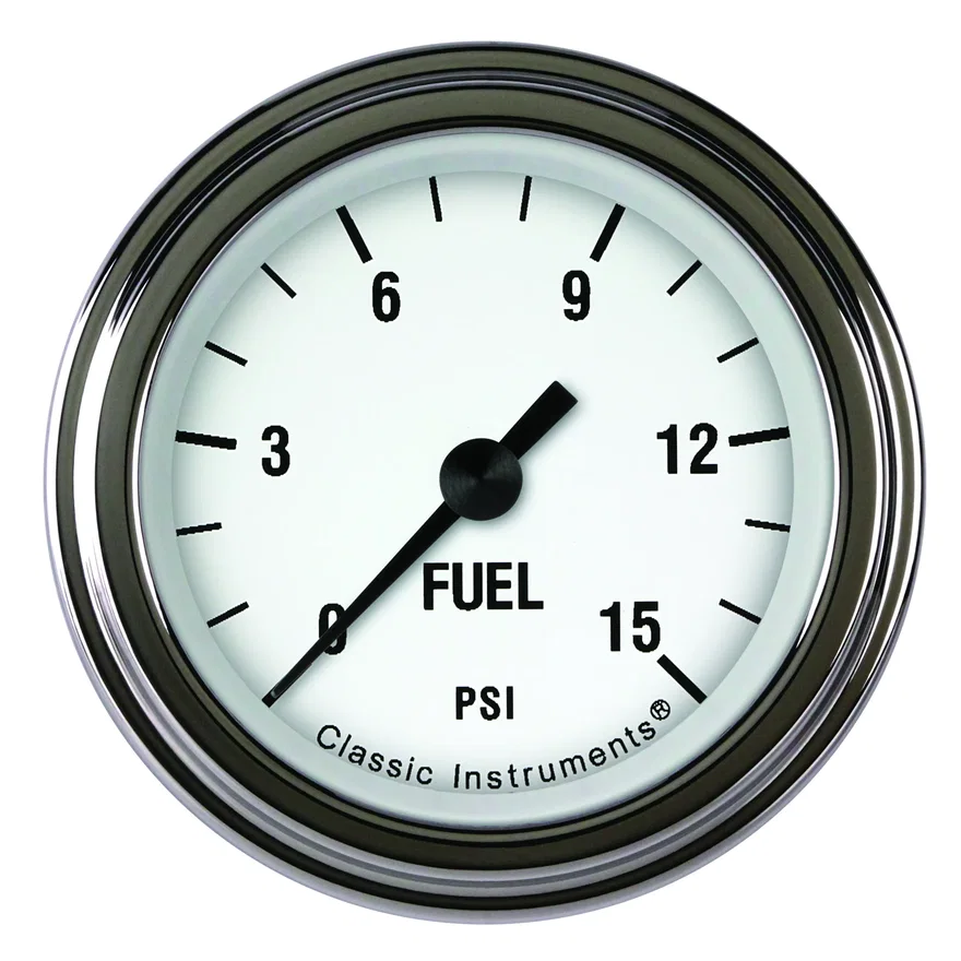 White Hot 2-1/8" Fuel Pressure Gauge (15 PSI)