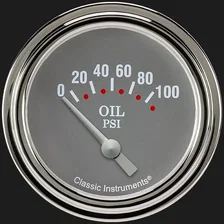 Silver Gray 2-5/8" Oil Pressure Gauge image 1