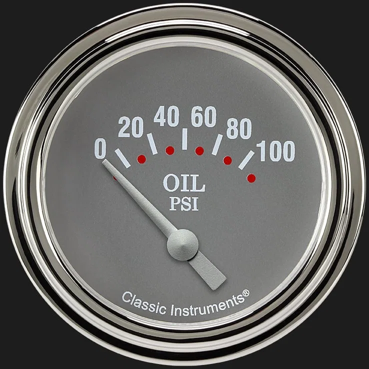 Silver Gray 2-5/8" Oil Pressure Gauge