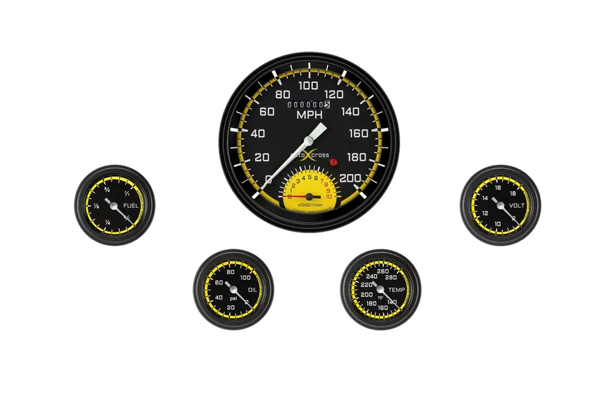 AutoCross Yellow Five Gauge Set