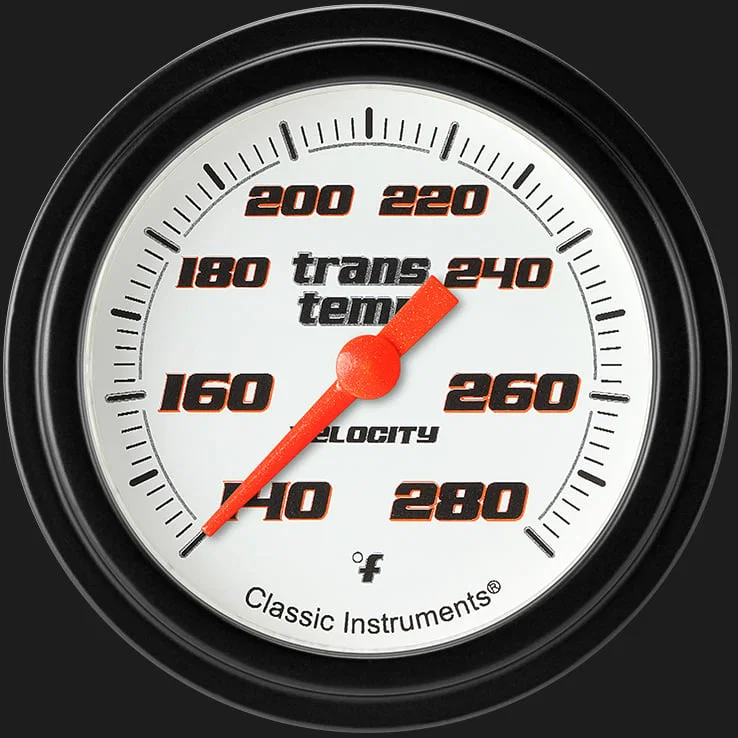 Velocity White 2-5/8" Transmission Temperature Gauge
