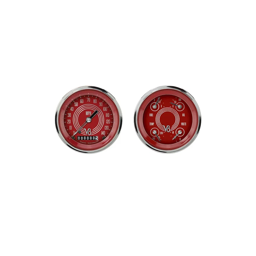 V8 Red Steelie Two Gauge Set