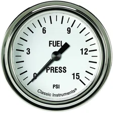 White Hot 2-5/8" Fuel Pressure Gauge (15 PSI) image 1