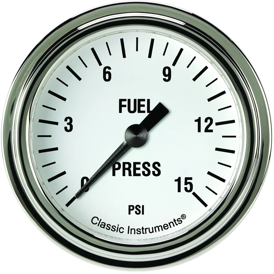 White Hot 2-5/8" Fuel Pressure Gauge (15 PSI)