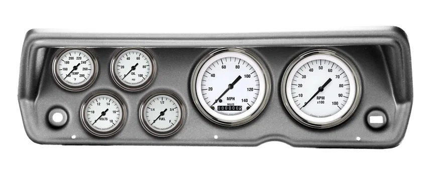 1970-76 Duster White Hot Full Sweep Six Gauge Set Mopar