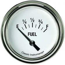White Hot 2-5/8" Fuel Level Gauge image 1