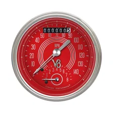 V8 Red Steelie 3-3/8" Ultimate Speedometer Gauge image 1