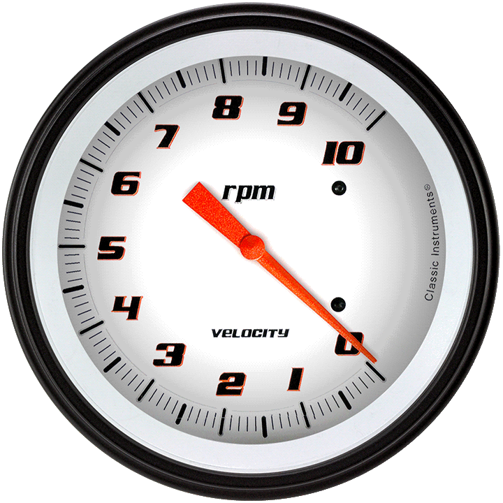 Velocity White 4-5/8" Tachometer Gauge