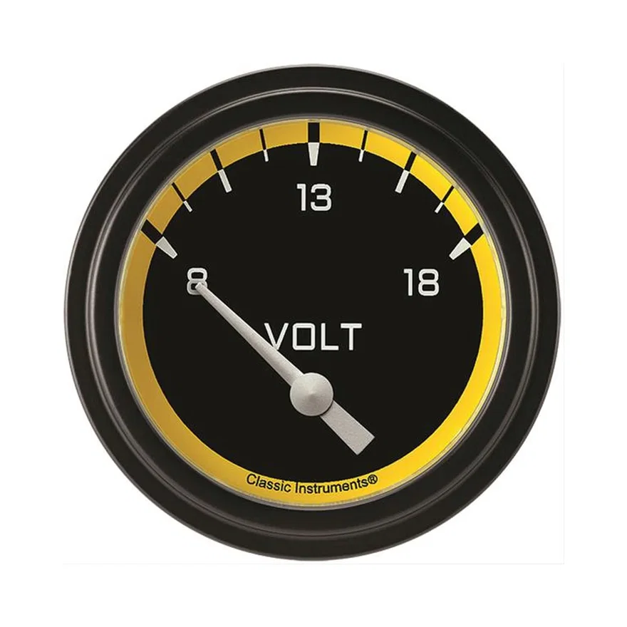 Autocross Yellow 2-5/8" Volt Gauge