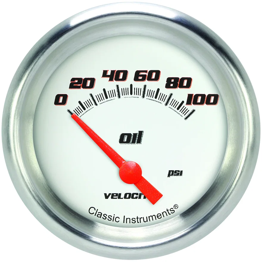 Velocity White 2-5/8" Oil Pressure Gauge