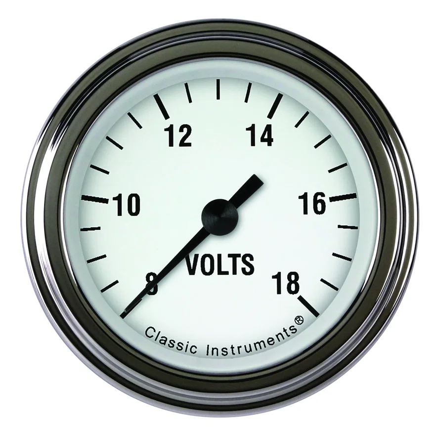 White Hot 2-1/8" Volt Gauge