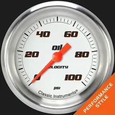 Velocity White 2-5/8" Oil Pressure Gauge image 1