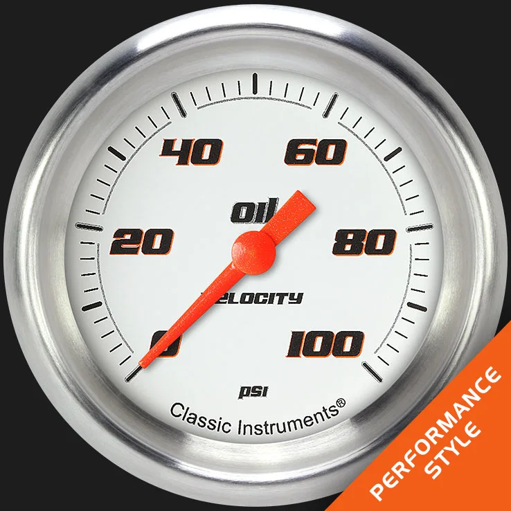 Velocity White 2-5/8" Oil Pressure Gauge