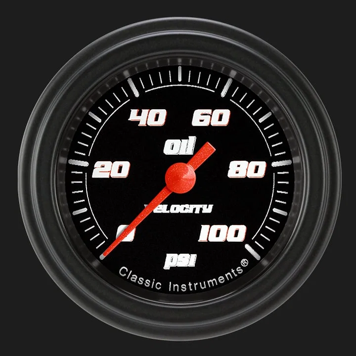 Velocity Black 2-1/8" Oil Pressure Gauge