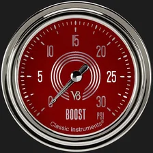 V8 Red Steelie 2-5/8" Boost Gauge (30 PSI) image 1