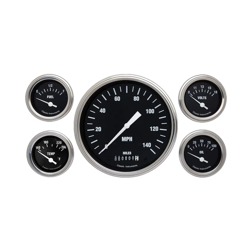 Hot Rod 5" Speedometer With 2-1/8" Fuel/Oil/Temp/Volt GM