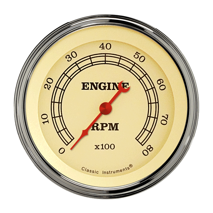 Vintage 3" Tachometer Gauge (8000 RPM)