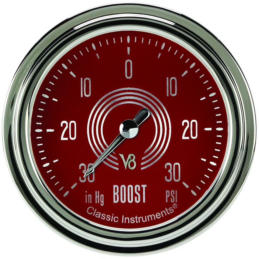 V8 Red Steelie 2-5/8" Boost/Vac Gauge