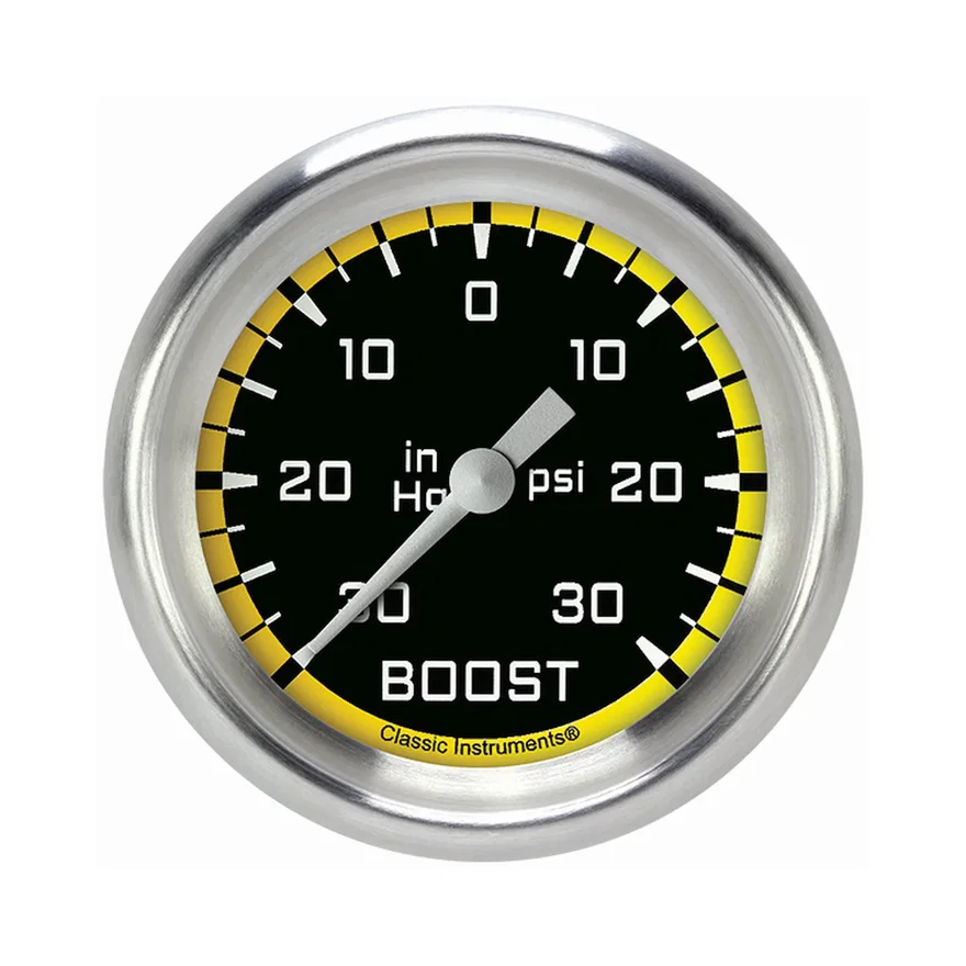 Autocross Yellow 2-5/8" Boost/Vacuum Gauge