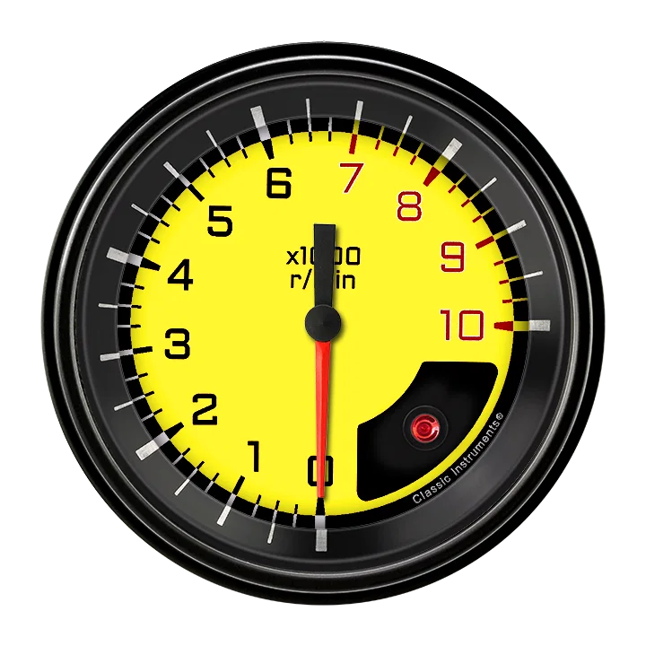 Autocross Yellow 3" Tachometer Gauge (10K)