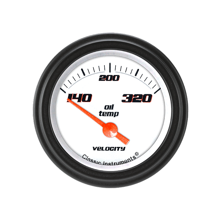 Velocity White 2-1/8" Oil Temperature Gauge