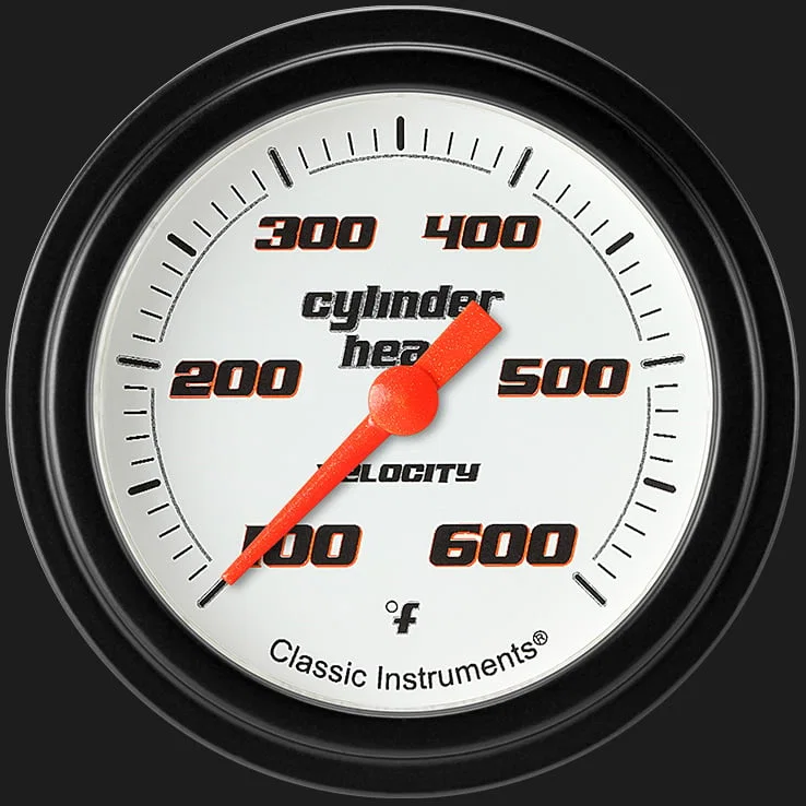 Velocity White 2-5/8" Cylinder Head Tempature Gauge