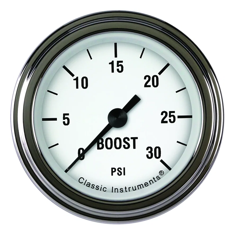 White Hot 2-1/8" Boost Gauge (30 PSI)