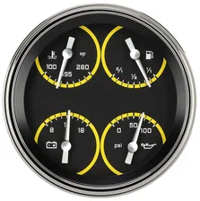 AutoCross Yellow 5" Quad Gauge (240-33 Ohm) image 1
