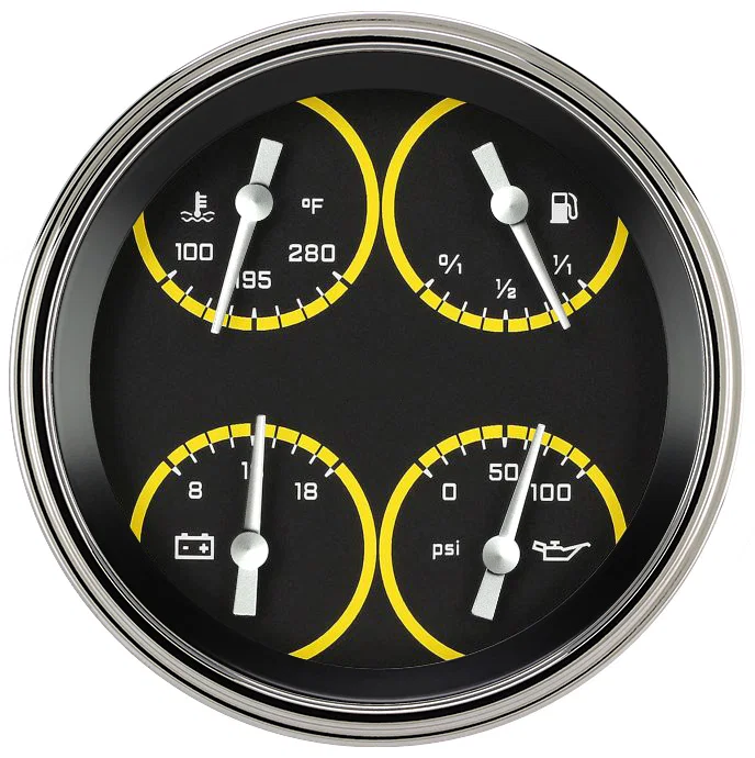 AutoCross Yellow 5" Quad Gauge (240-33 Ohm)
