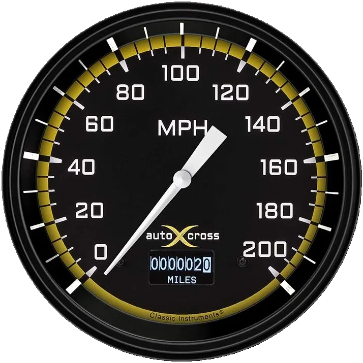 AutoCross Yellow 4-5/8" Speedometer Gauge w/ Info Screen