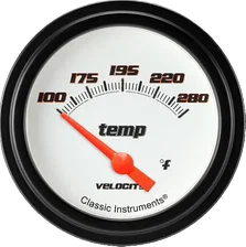 Velocity White 2-5/8" Short Sweep Water Temp Gauge image 1