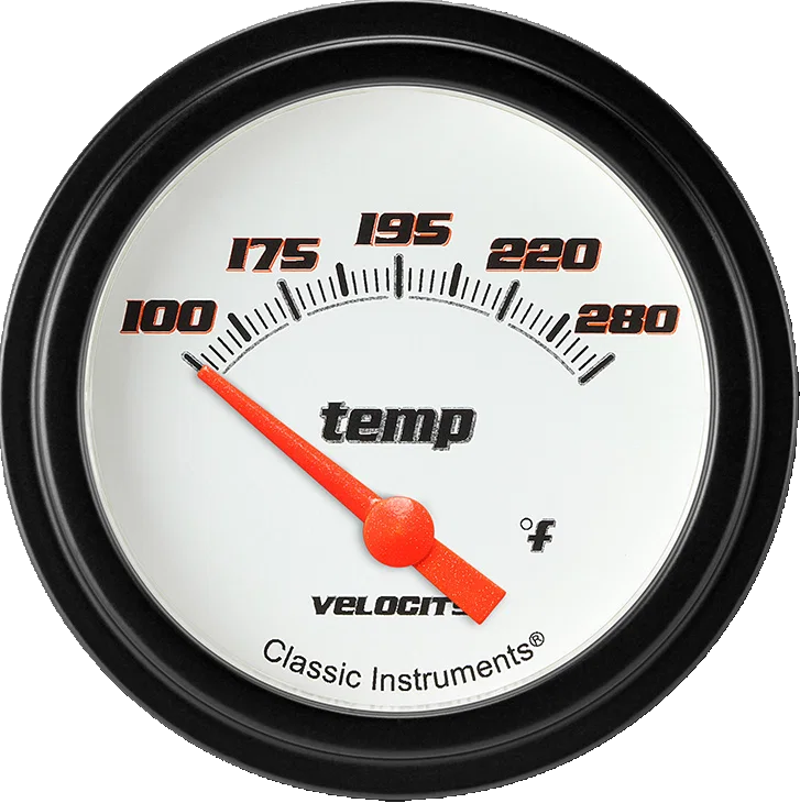 Velocity White 2-5/8" Short Sweep Water Temp Gauge