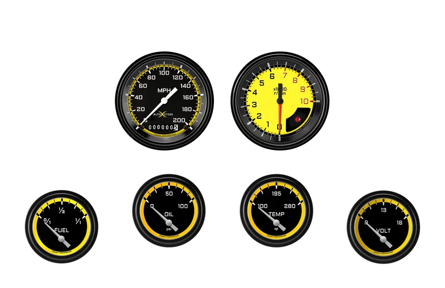 AutoCross Yellow Six Gauge Set