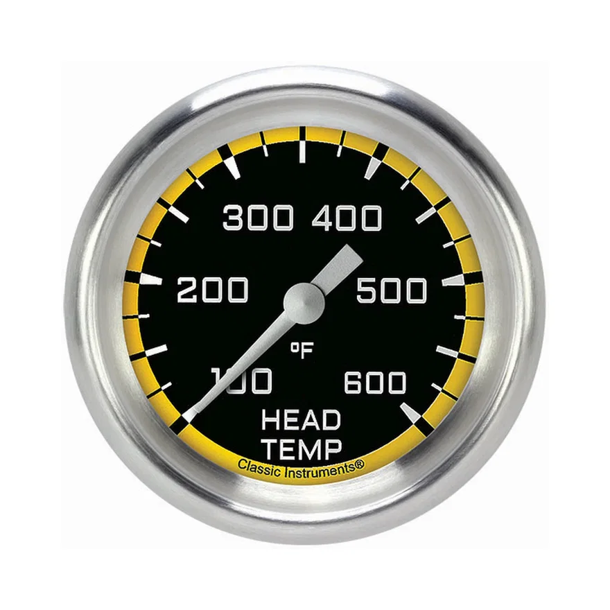 Autocross Yellow 2-5/8" Cylinder Head Tempature Gauge