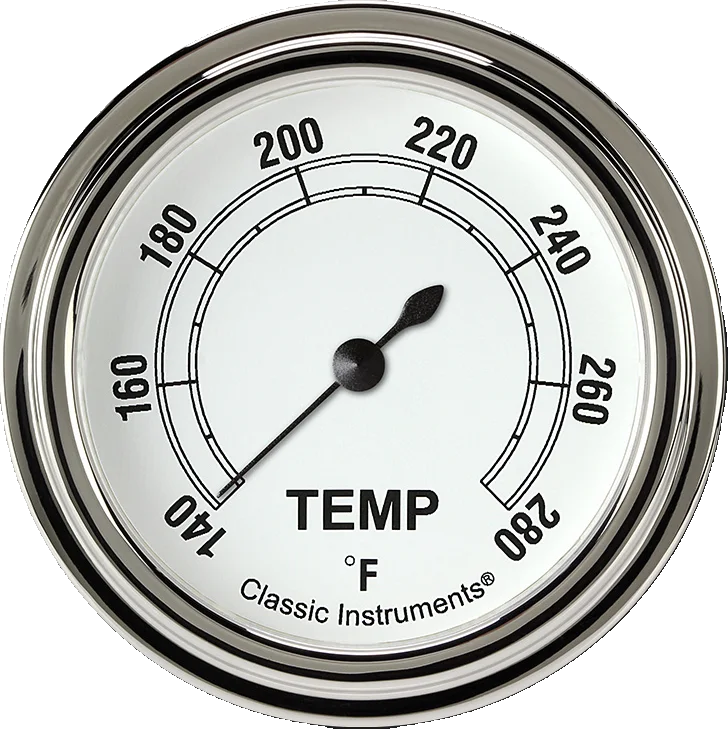 White 2-5/8" Short Sweep Water Temp Gauge