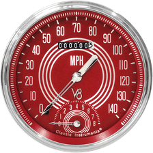 V8 Red Steelie 5" Speedtachular Speedometer Gauge image 1