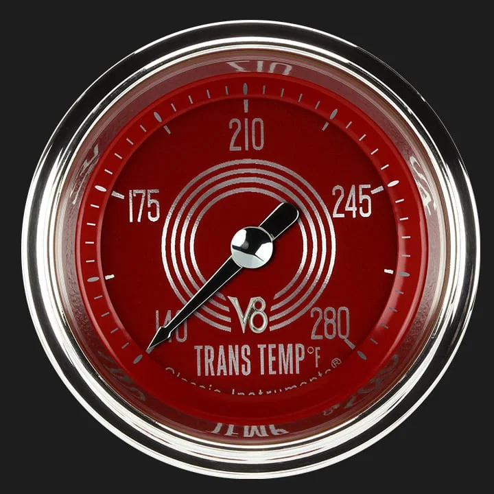 V8 Red Steelie 2-1/8" Transmission Temperature Gauge