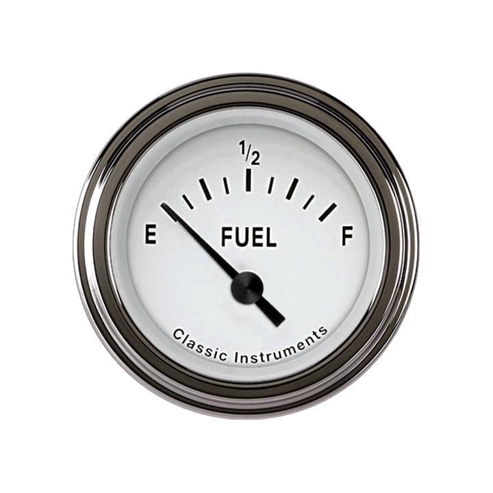 Tetra 2-1/8" White Fuel Level Gauge (0-30 Ohm)