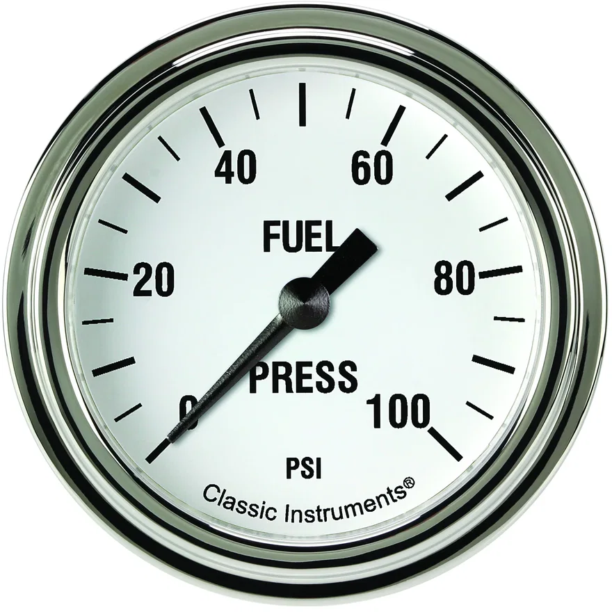 White Hot 2-5/8" Fuel Pressure Gauge (100 PSI)
