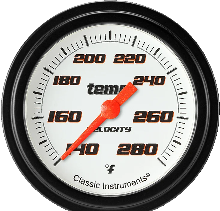 Velocity White 2-5/8" Full Sweep Water Temp Gauge