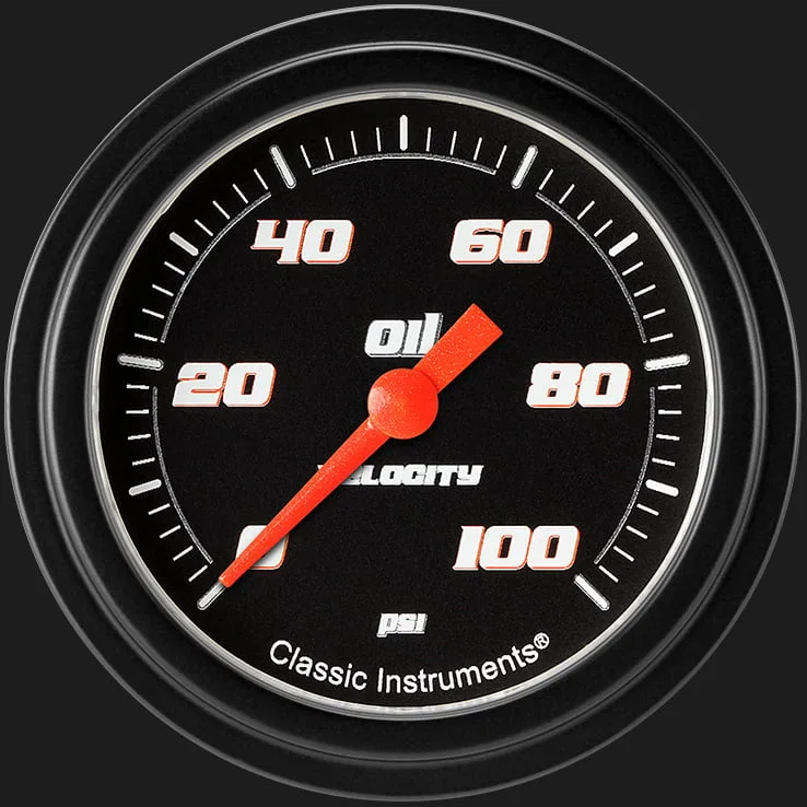 Velocity Black 2-5/8" Oil Pressure Gauge