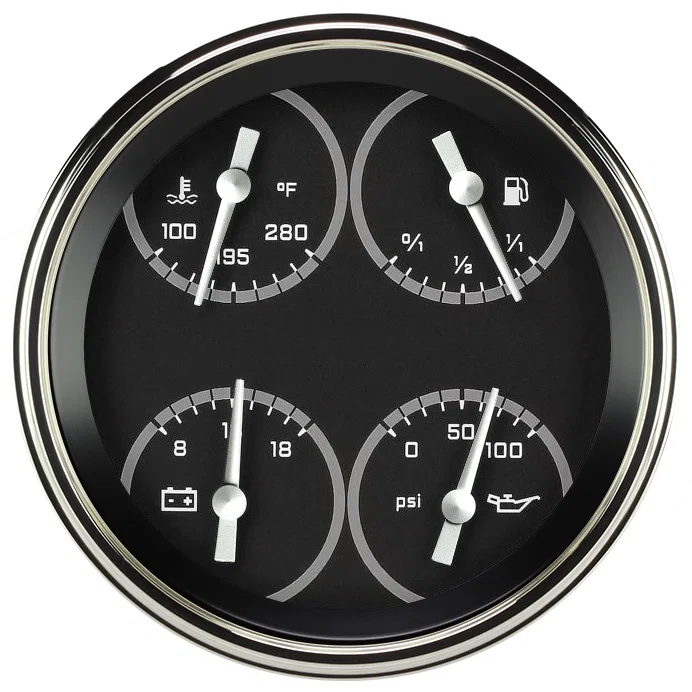 AutoCross Gray 5" Quad Gauge (240-33 Ohm)