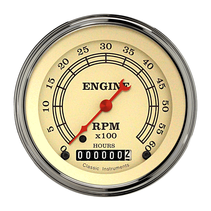 Vintage 3" Hourmeter Tachometer Gauge (6000 RPM)