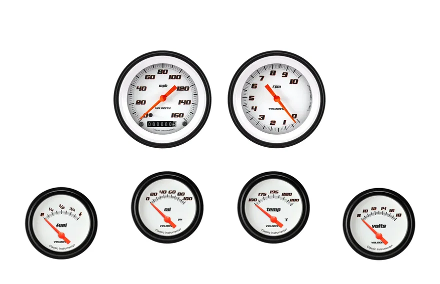 Velocity White Six Gauge Set